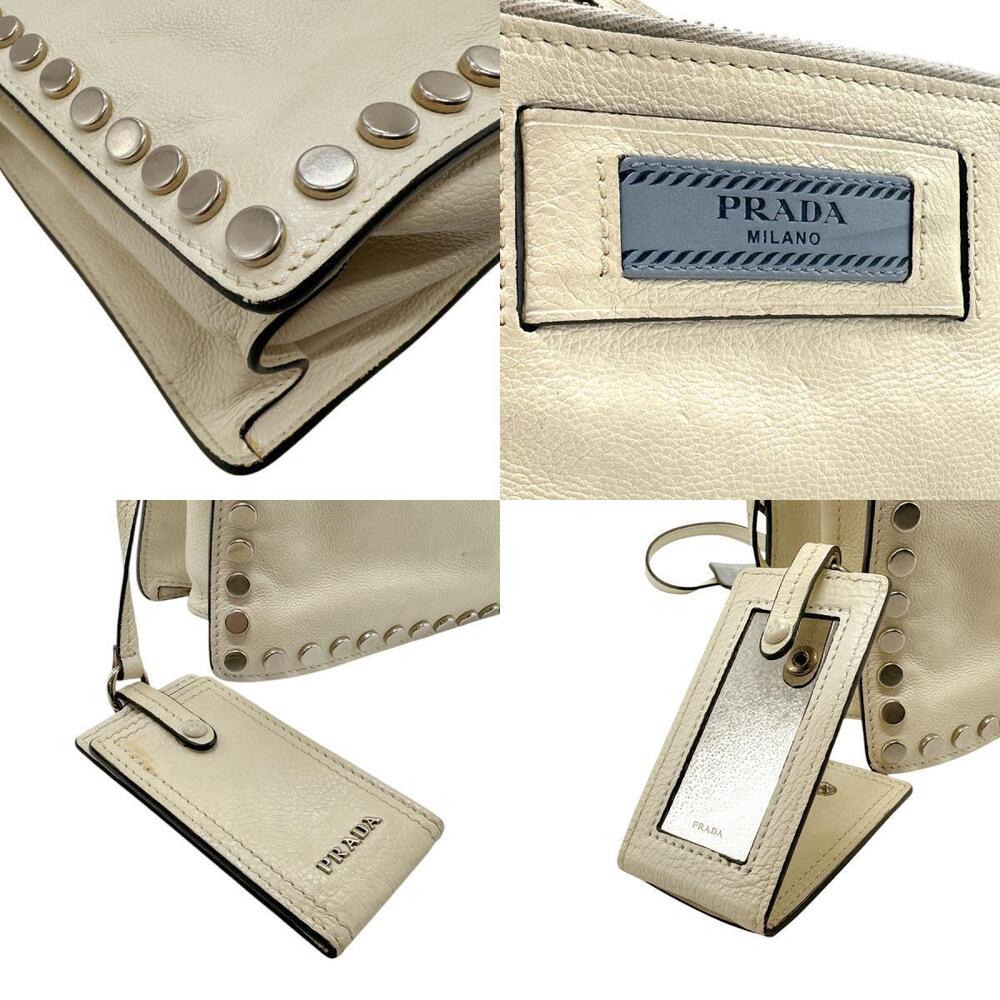 Prada shoulder bag studded leather metal off white silver - Picture 4 of 4